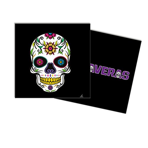 VERBETENA 012400307, pack 20 servilletas calaveras mexicana, ideal para fiestas y cumpleaños