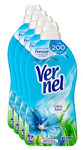 VERNEL Suavizante Concentrado Azul Botella 57 lavados [Pack de 4]