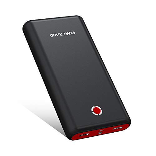 [Versión Mejorada] POWERADD Pilot X7 20000mAh Power Bank Cargador Móvil Portátil Batería Externa Carga Rapida con 2 Salidas USB 3.1A para Dispositivos Inteligentes y Más, Color-Negro y Rojo