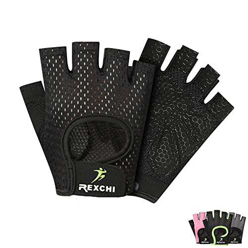 VERTAST - Guantes de gimnasio con agarre acolchado sin dedos para levantamiento de pesas, entrenamiento combinado, ciclismo, para mujer y hombre, Infantil, color negro, tamaño small