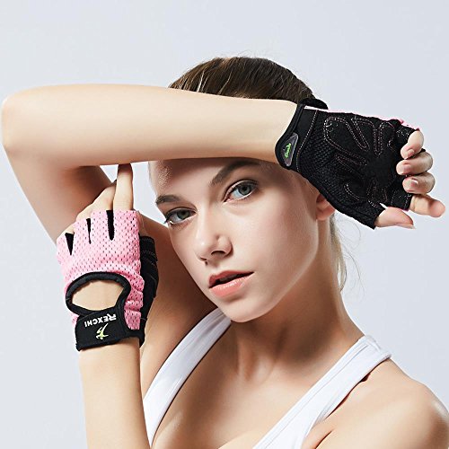 VERTAST - Guantes de gimnasio con agarre acolchado sin dedos para levantamiento de pesas, entrenamiento combinado, ciclismo, para mujer y hombre, Infantil, color rosa, tamaño small