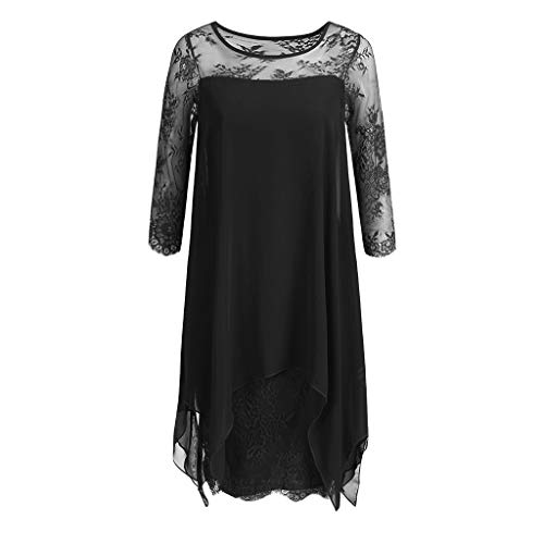 Vestidos De Fiesta Mujer Cortos Elegantes Tallas Grandes Femenina Gasa Superpuesta Manga Corta Vestido De Encaje De Gran Tamaño Falda Mujers Fiesta Noche S-5Xl