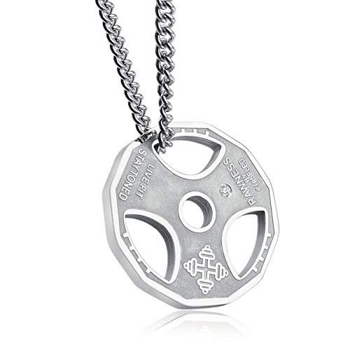 VFDGB Titanio Acero Inoxidable Gimnasio Gimnasio Collar Peso Placa Barbell Mancuerna Culturismo Joyería