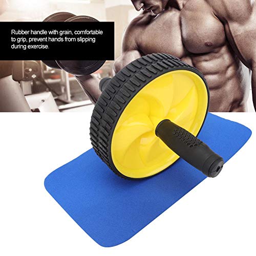 VGEBY Rueda Abdominal, ejercitador Abdominal Máquina de Entrenamiento Muscular Rodillo Adelgazante de Cintura con Esterilla para la Rodilla para Deportes de Gimnasio en casa(Amarillo)