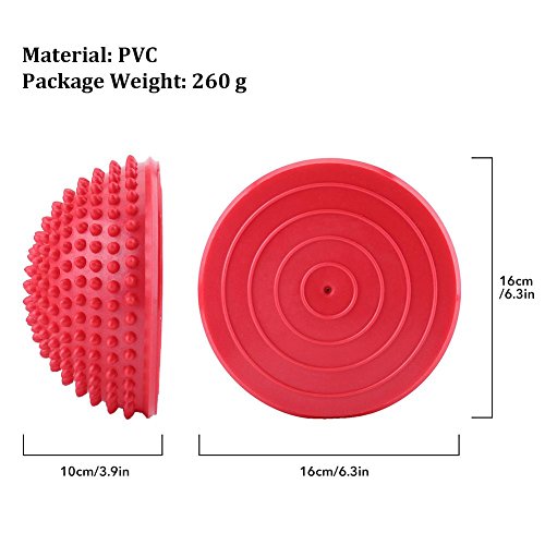 VGEBY1 Bola del Masaje del pie, Punto Inflable del Equilibrio del Equilibrio de la Bola del Masaje de la Media Bola de la Yoga para el Ejercicio del Gimnasio(Rojo)