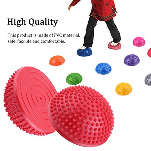 VGEBY1 Bola del Masaje del pie, Punto Inflable del Equilibrio del Equilibrio de la Bola del Masaje de la Media Bola de la Yoga para el Ejercicio del Gimnasio(Rojo)