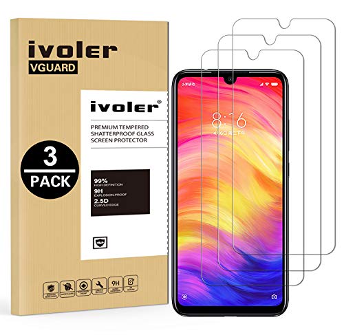 VGUARD [3 Unidades] Protector de Pantalla para Xiaomi Redmi Note 8 / Xiaomi Redmi Note 7, Cristal Vidrio Templado Premium para Xiaomi Redmi Note 8 / Xiaomi Redmi Note 7