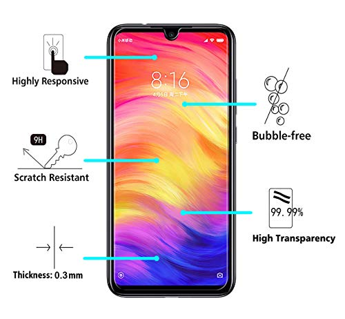 VGUARD [3 Unidades] Protector de Pantalla para Xiaomi Redmi Note 8 / Xiaomi Redmi Note 7, Cristal Vidrio Templado Premium para Xiaomi Redmi Note 8 / Xiaomi Redmi Note 7