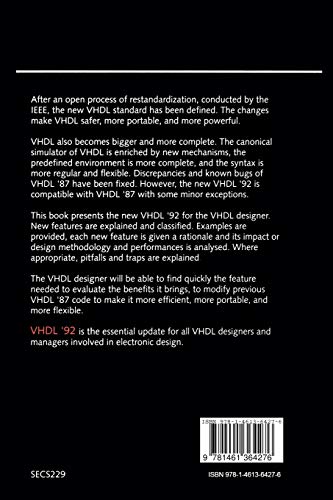 Vhdl'92: The New Features Of The Vhdl Hardware Description Language (The Springer International Series in Engineering and Computer Science)