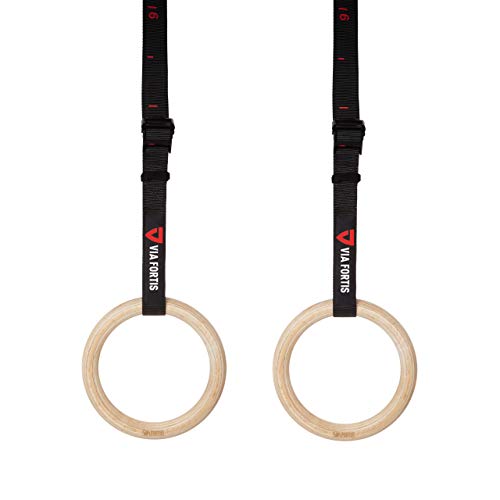 Via Fortis Premium Turn para anillos de madera con bolsa – Gym calist henics & Crossfit – extrapanorámicas correas de fijación con marcas – Competición acabado