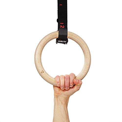 Via Fortis Premium Turn para anillos de madera con bolsa – Gym calist henics & Crossfit – extrapanorámicas correas de fijación con marcas – Competición acabado