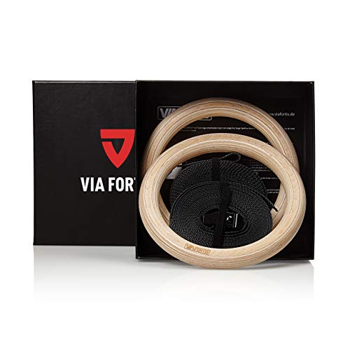 Via Fortis Premium Turn para anillos de madera con bolsa – Gym calist henics & Crossfit – extrapanorámicas correas de fijación con marcas – Competición acabado