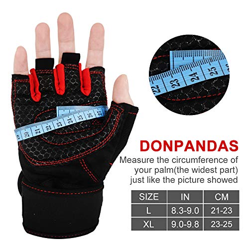 Victoper Guantes Gimnasio, L Guantes Gimnasio Hombre Antideslizante Guantes Deportivos Transpirable con Protección Completa de Muñeca y Palma, para Ciclismo Crossfit Levantamiento de Pesas Musculación