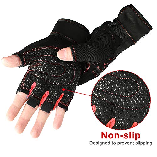 Victoper Guantes Gimnasio, L Guantes Gimnasio Hombre Antideslizante Guantes Deportivos Transpirable con Protección Completa de Muñeca y Palma, para Ciclismo Crossfit Levantamiento de Pesas Musculación