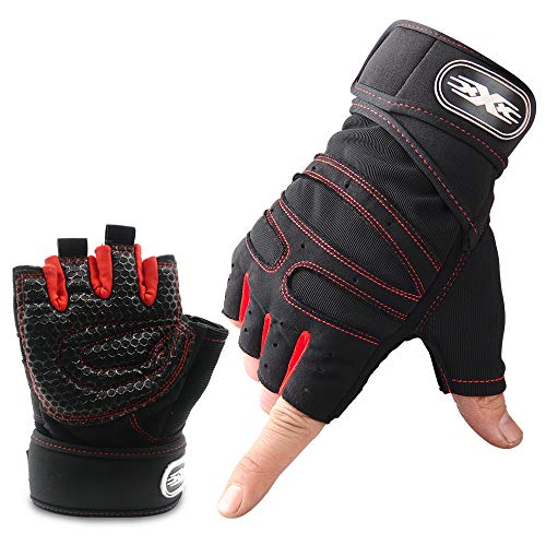 Victoper Guantes Gimnasio, L Guantes Gimnasio Hombre Antideslizante Guantes Deportivos Transpirable con Protección Completa de Muñeca y Palma, para Ciclismo Crossfit Levantamiento de Pesas Musculación