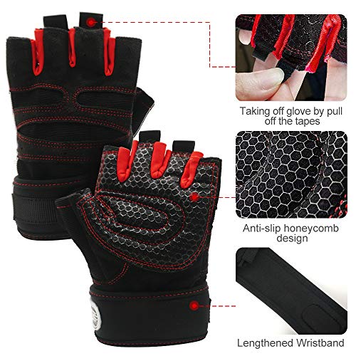 Victoper Guantes Gimnasio, L Guantes Gimnasio Hombre Antideslizante Guantes Deportivos Transpirable con Protección Completa de Muñeca y Palma, para Ciclismo Crossfit Levantamiento de Pesas Musculación