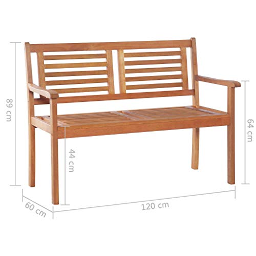 vidaXL Banco Jardín 2 Plazas Madera Eucalipto 120x60x89 Taburete Asiento Silla