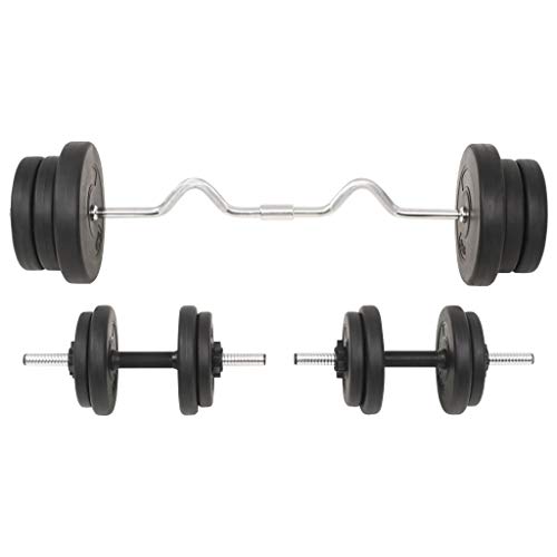 vidaXL Juego de Pesas 60kg Barra y Mancuernas Fitness Musculación Gimnasio Gym