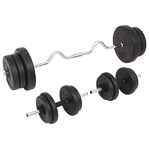 vidaXL Juego de Pesas 60kg Barra y Mancuernas Fitness Musculación Gimnasio Gym