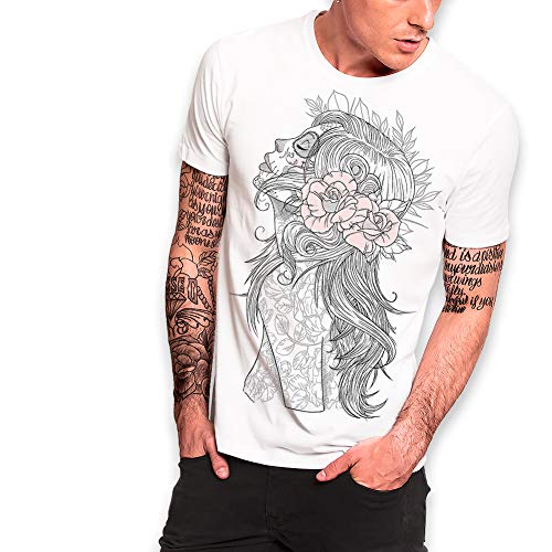 VIENTO Katrina Camiseta para Hombre (S, Blanco)