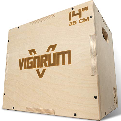 Vigorum Plyo Box de madera 3 en 1 – su dispositivo deportivo para casa – Jump Box con fácil montaje – La Fitness Box para saltos de boxeo con bordes redondeados