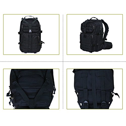 Vihir 40L Militar Mochila Táctica - Ejército Molle Bug out Bolsa Sport Mochila al Aire Libre para Viajes al Aire Libre Senderismo Camping Trekking Caza, Negro