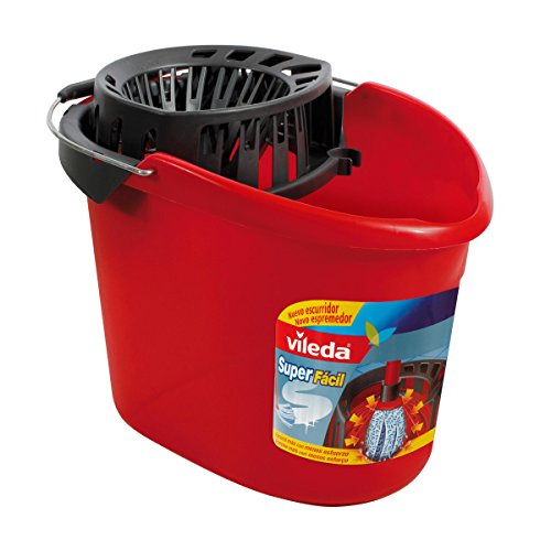 Vileda Torsion Power - Cubo superfácil, menos esfuerzo a la hora de escurrir, color rojo