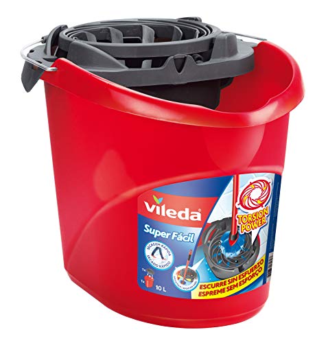 Vileda Torsion Power - Cubo superfácil, menos esfuerzo a la hora de escurrir, color rojo