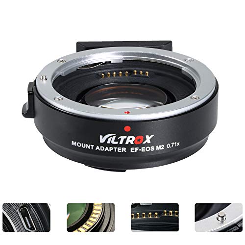 VILTROX Adaptador de lente AF EF-EOS M2 de 0,71 x Aumento de Velocidad Reducer Auto Focus para objetivo Canon EF a EOS EF-M cámara