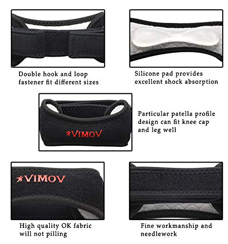 VIMOV Rodilla Protector (2 Pack) - Cinta Rotulian, Banda Rotuliana Ajustable para Tenis, Correr, Saltar
