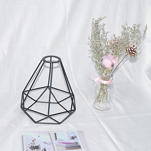 Vintage Diamond Cage Colgante Light Retro Industrial Metal Basket Cage Shade Geométrico Techo Colgante Light Shade Fitting para Loft Restaurante Cafetería