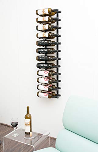 VintageView Wall Series 4 Botellero metálico de pared para botellas de vino (1220 mm, 12-36 botellas), acero, negro satinado, 24 Bottles