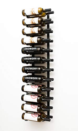 VintageView Wall Series 4 Botellero metálico de pared para botellas de vino (1220 mm, 12-36 botellas), acero, negro satinado, 24 Bottles