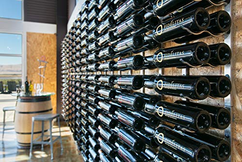VintageView Wall Series 4 Botellero metálico de pared para botellas de vino (1220 mm, 12-36 botellas), acero, negro satinado, 24 Bottles