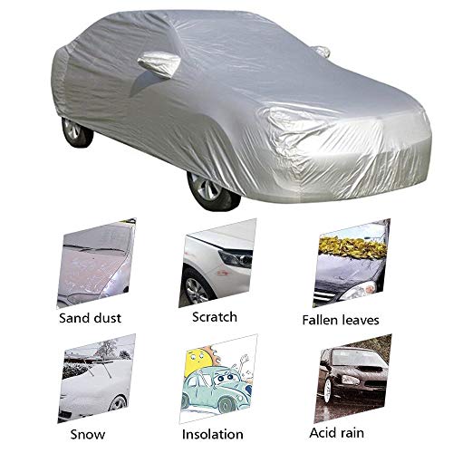 VISLONE Funda para Coche, Cubierta para Coche Impermeable a Prueba de Polvo Anti-UV Protector Solar Protección al Calor Anti-arañazos Sedán Tamaño Completo (4.9 * 1.8 * 1.5m)