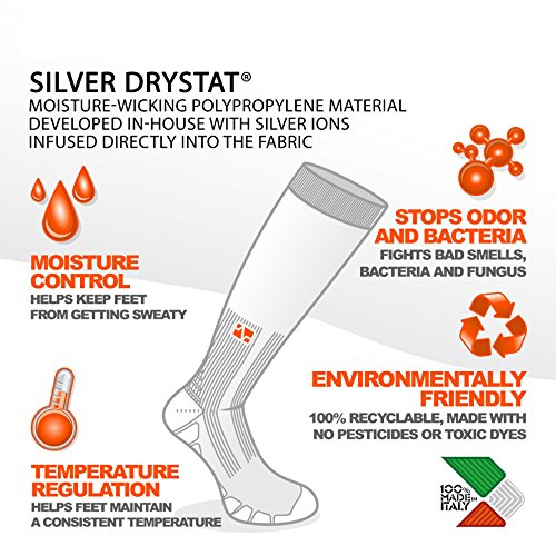 Vitalsox Italian Premium Patented Graduated Compression Silver Drystat Running Socks(1Pair-Compression), Yellow, Medium