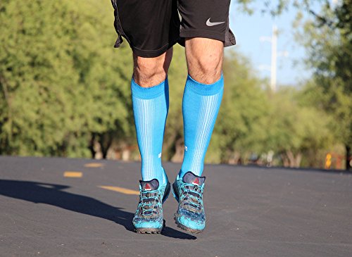 Vitalsox Matriz formación, Racing, recuperación compresión graduada Elite Rendimiento Calcetines con Plata DryStat Resistente al bacterias vt0216 - VT0216, Turquoise