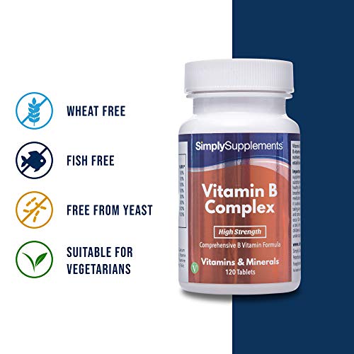 Vitamina B Complex - ¡Bote para 4 meses! - Apto para veganos - 120 Comprimidos - SimplySupplements