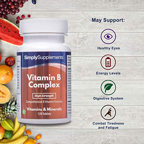 Vitamina B Complex - ¡Bote para 4 meses! - Apto para veganos - 120 Comprimidos - SimplySupplements