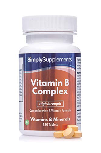 Vitamina B Complex - ¡Bote para 4 meses! - Apto para veganos - 120 Comprimidos - SimplySupplements
