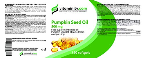 Vitaminity Aceite de Semillas de calabaza 500 mg – Suplemento Alimenticio a base de aceite de semillas de calabaza