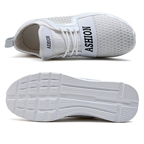 VITIKE Ashion Zapatos de Entrenamiento para Hombre Malla Respirable Zapatillas Aptitud Talla Extra Ligero Deportes Zapatos para Correr(EU39-Blanco)