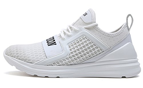 VITIKE Ashion Zapatos de Entrenamiento para Hombre Malla Respirable Zapatillas Aptitud Talla Extra Ligero Deportes Zapatos para Correr(EU39-Blanco)