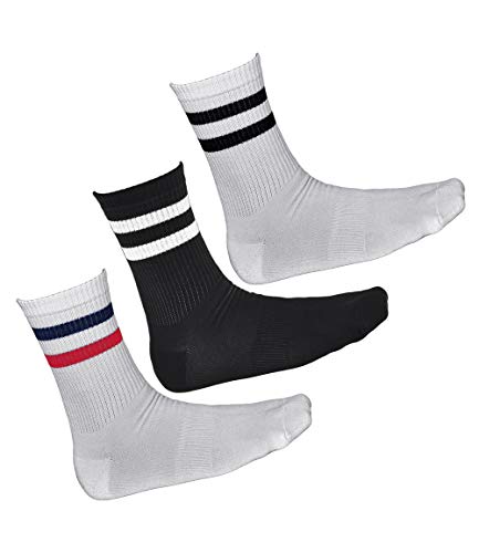 vitsocks Calcetines Deporte BAMBÚ Antiampollas Hombre (3 PARES) Skate Tenis, 2x blancos 1x negro, 39-42