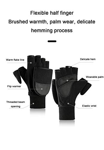 VIWIV Invierno Polar Guantes Calientes de los Hombres de los balanceos Plus Fleece Palma Resistente al Desgaste al Aire Libre de la Pantalla táctil sin Dedos, Multi-Code Opcional,XL