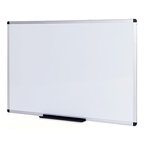 VIZ-PRO Pizarra blanca magnética con marco de aluminio, 90 x 60 cm