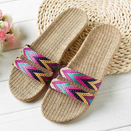 VJGOAL Mujer Sandalias de Pala Lino Antideslizante Chanclas Planas Casual Vintage Bohemia Verano Playa Zapatos Romanos