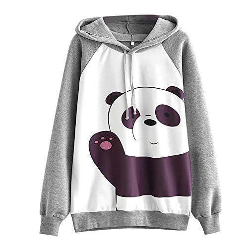 VJGOAL Mujeres otoño Moda Casual Cartoon Print Manga Larga Sudadera con Capucha Pullover Blusa Tops Camisa(XL,Gris)