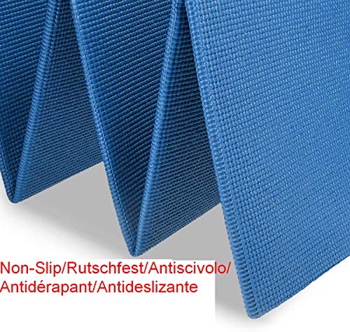 VLFit Esterilla de Yoga Antideslizante - Colchoneta de 173 x 61 x 0,6cm - Alfombra Plegable para Entrenamiento Gimnasia y Pilates (Azul)