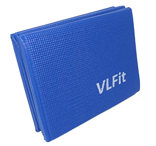 VLFit Esterilla de Yoga Antideslizante - Colchoneta de 173 x 61 x 0,6cm - Alfombra Plegable para Entrenamiento Gimnasia y Pilates (Azul)